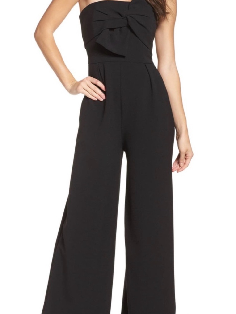 Chelsea28 Black Strapless Wide-Leg Jumpsuit with Twist Front - Picture 5 of 7